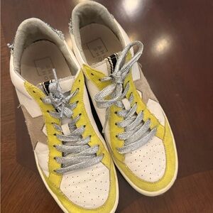 ShuShop White and Yellow Women's Sneakers